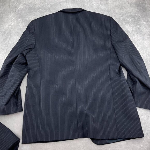 Jones New York Suit Men 44R 39W x 28L Blue Pinstripe Elements Wool Classic Caree - Picture 7 of 16